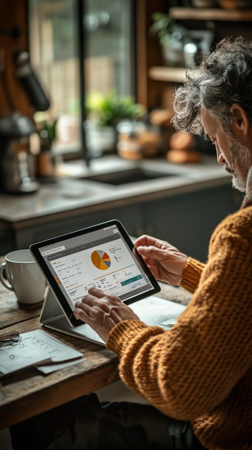 Customer reviewing Aflac cancer policy options on a tablet