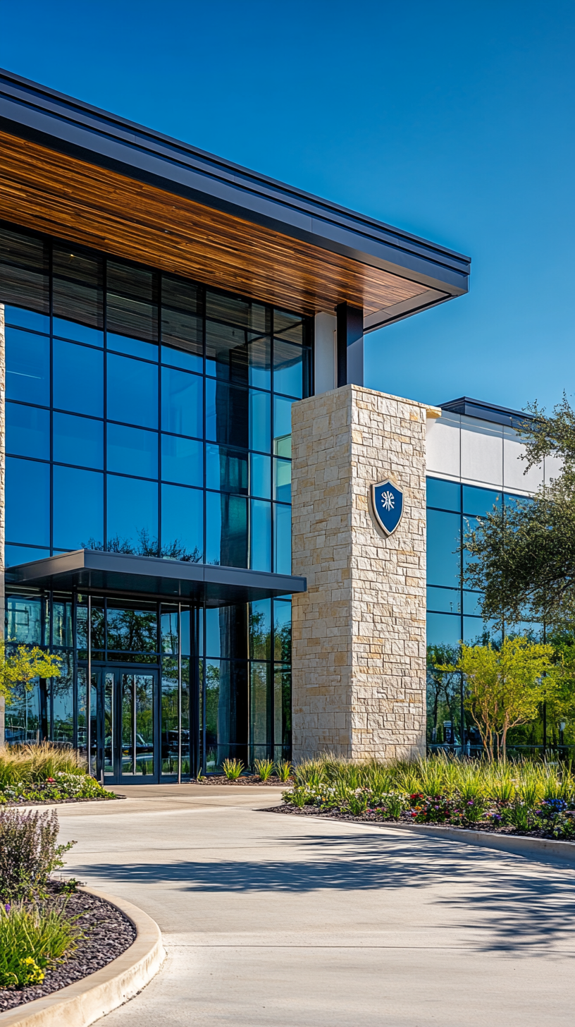 Smiling Texas family next to their SUV with a suburban neighborhood in the background